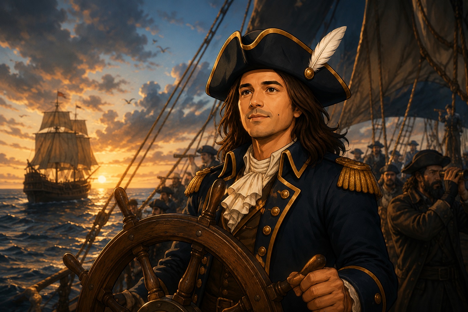 Captain studying nautical crypto charts